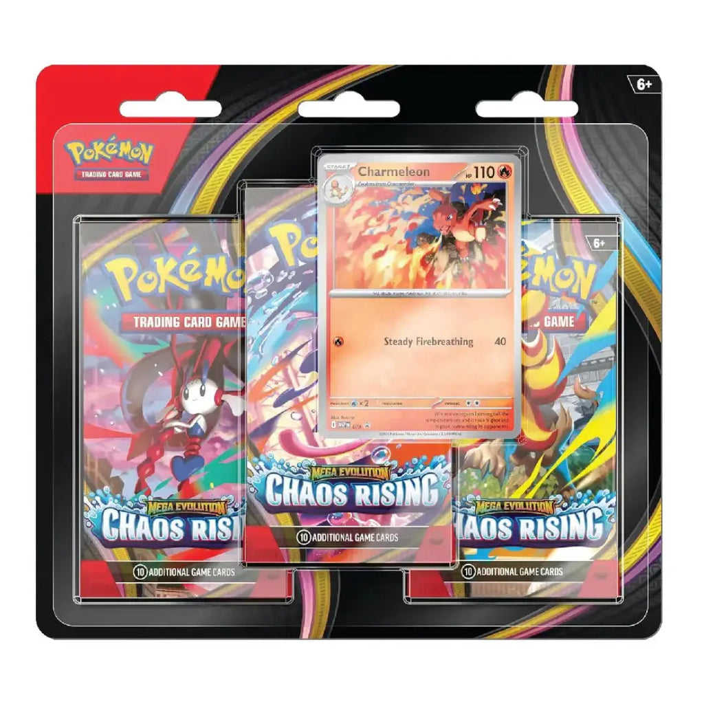 Pokémon TCG Mega Evolution Chaos Rising Triple Pack with 1 foil promo card and 3 booster packs