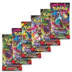 Collection of  Pokémon trading card packs on a white background of phantasmal flames available in mumbai india collector ace