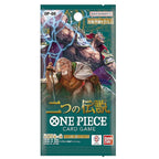 One Piece Op-08 card game packaging with characters and branding on a green background