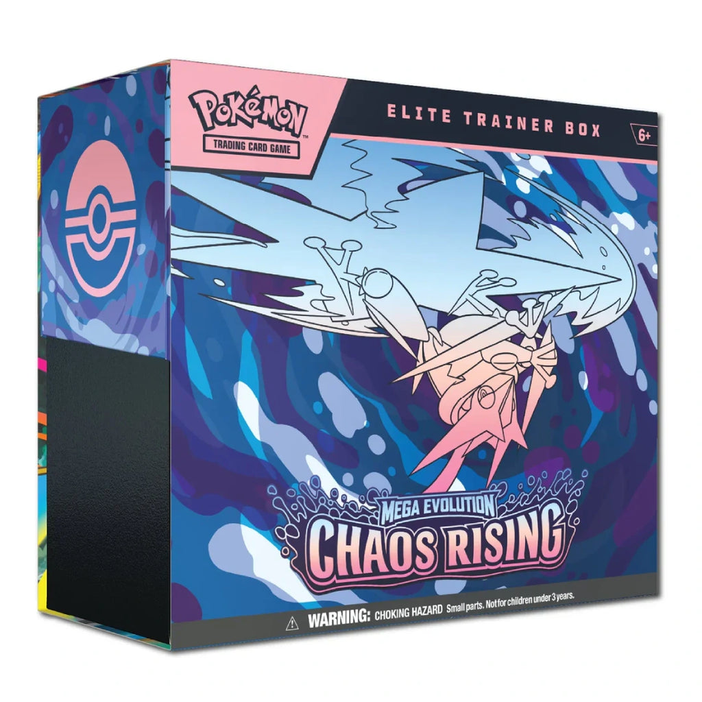 A pristine English edition Pokémon TCG Chaos Rising Elite Trainer Box Premium Mega Evolution Edition highlighting stunning box art, at Collector Ace Mumbai