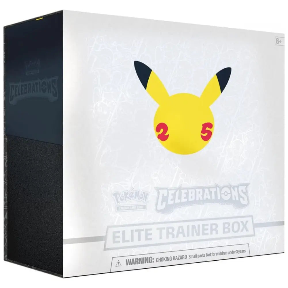 buy pokemon 25th Celebration ETB available in mumbai indai white Pokemon box with pikachu face at collectorace