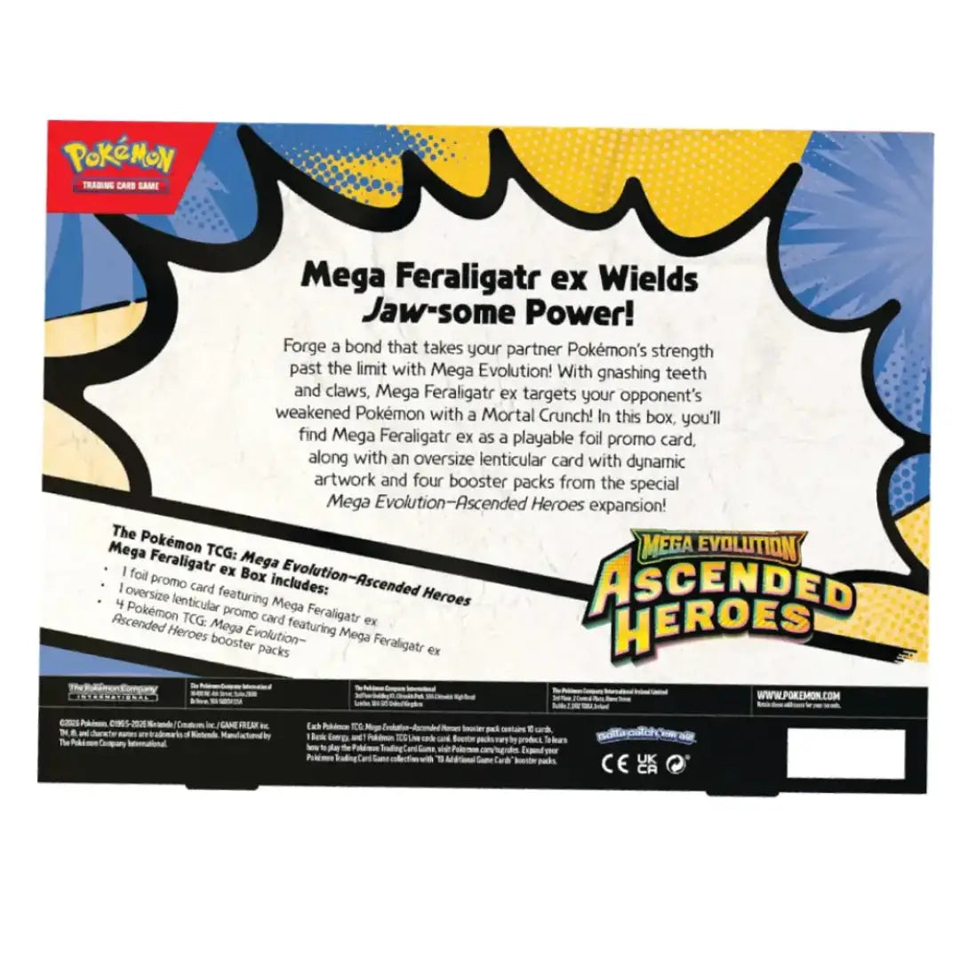 Pokémon Mega Feraligatr ex Box with promo card and booster packs