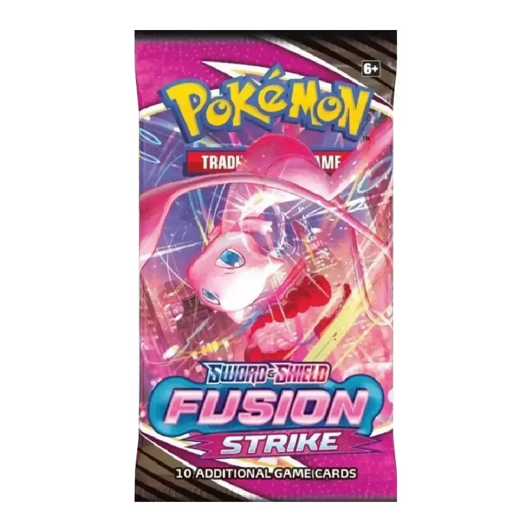 Pokémon Trading Card Game Sword Shield Fusion Strike booster pack featuring a pink character illustration on a predominantly pink and purple cover.