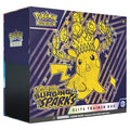 Pokémon trading card game box with Pikachu on a purple and yellow striped background available in Mumbai India