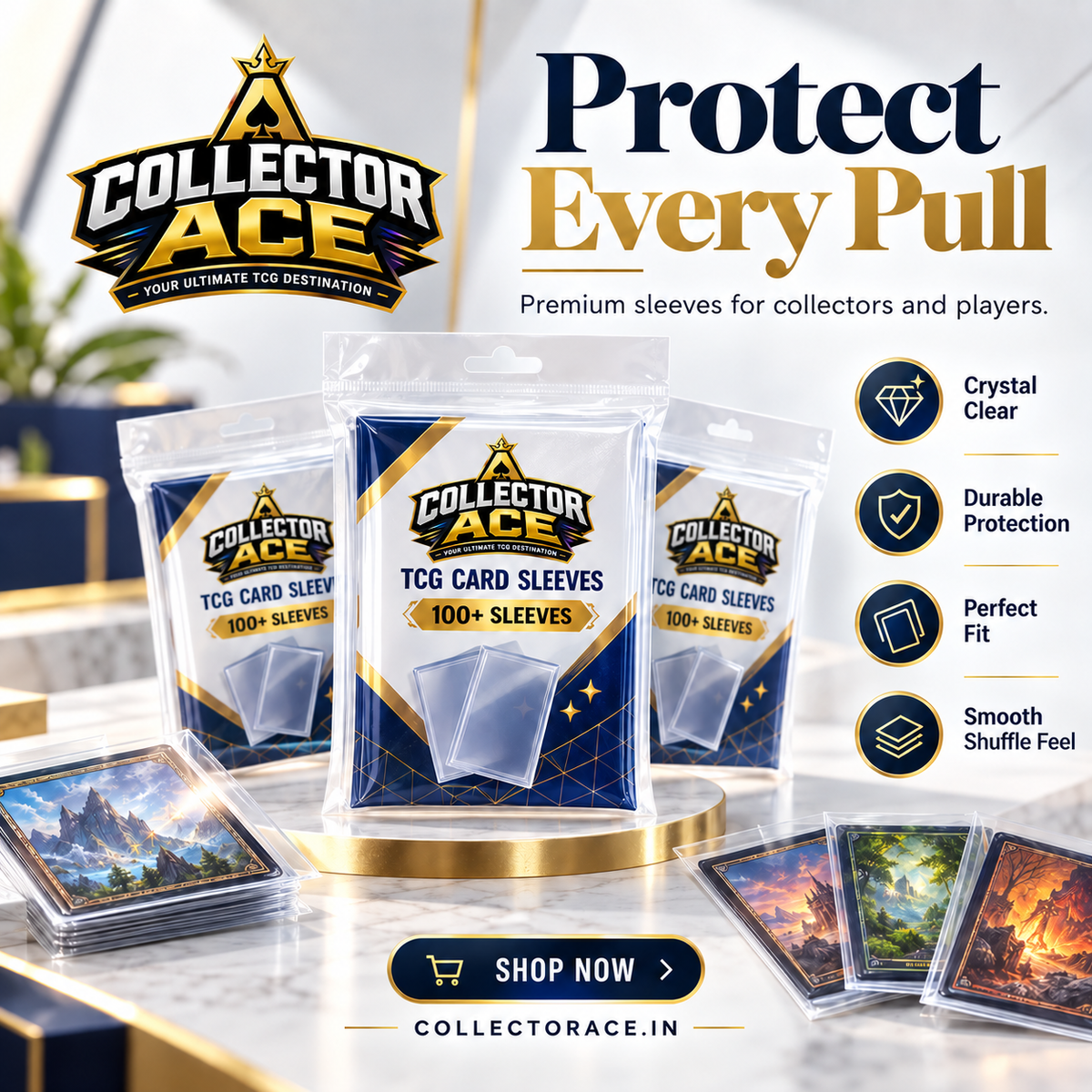 Ultra clear standard size card sleeves 100 plus pack from Collector Ace