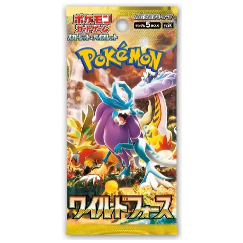 A Pokémon TCG booster pack featuring a Wild Form Eevee illustration on the front, with the Pokémon logo and Japanese text.