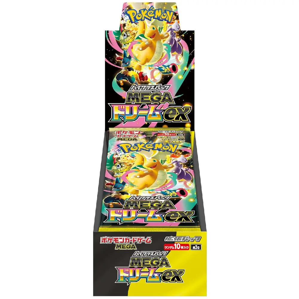 Hunt for stunning pop-art style Mega Attack Rare (MA) cards and guaranteed Mega Evolution hits in this factory-sealed Mega Dream ex High Class booster pack at Collector Ace, Mumbai