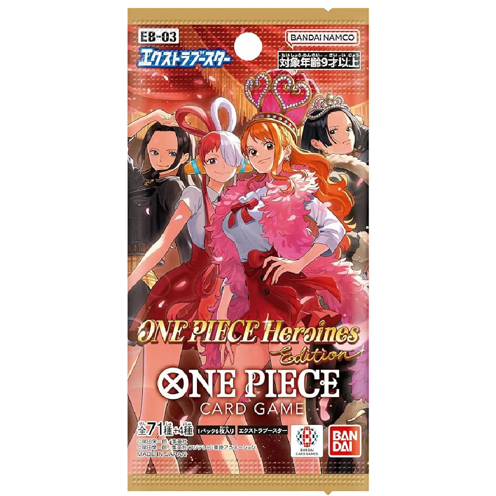 A single authentic Japanese edition One Piece Card Game EB-03 Heroines Edition booster pack spotlighting vibrant character artwork, at Collector Ace Mumbai