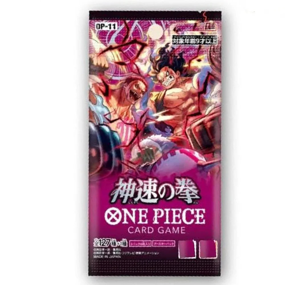A single authentic Japanese edition One Piece Card Game OP-11 A Fist of Divine Speed booster pack featuring iconic dynamic character artwork, from Collector Ace Mumbai