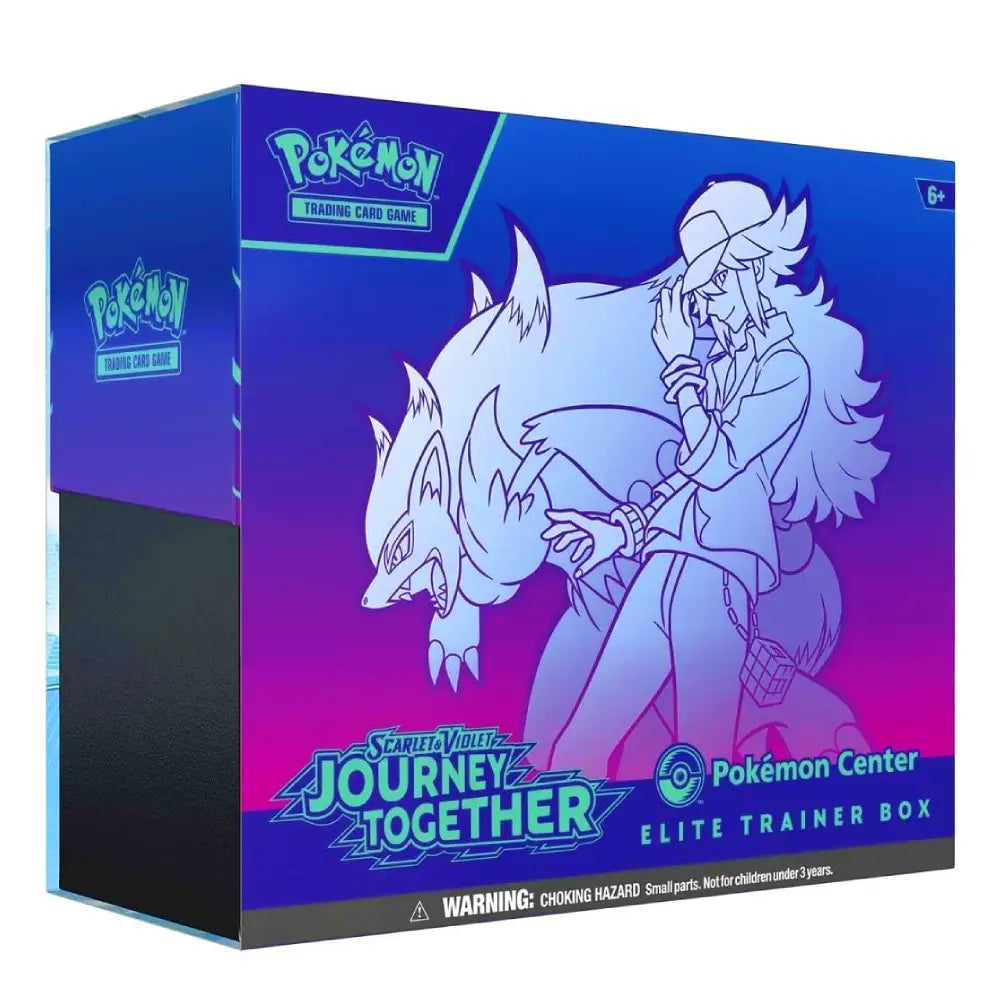 Pokémon trading card game box with character and creature illustration on a blue and purple background journey together ETB Collector Ace Edition 