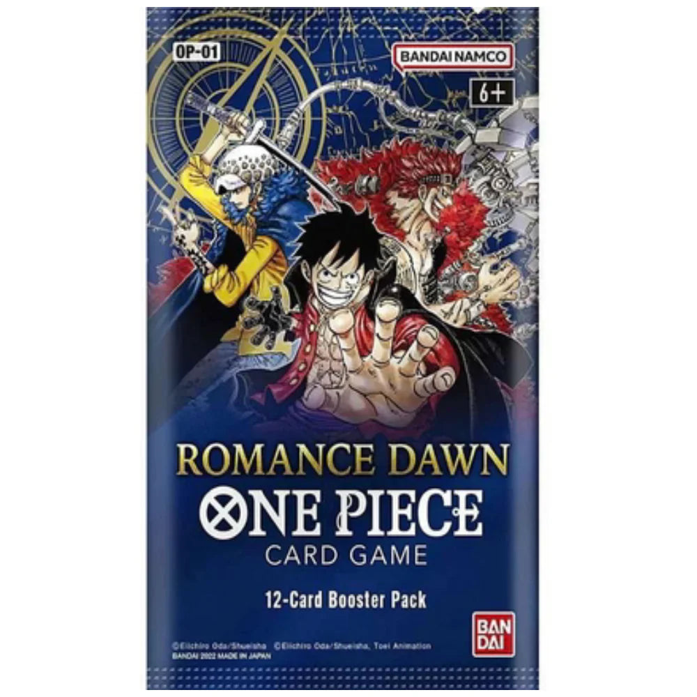 One Piece card game booster pack with characters on a blue background collector ace mumbai