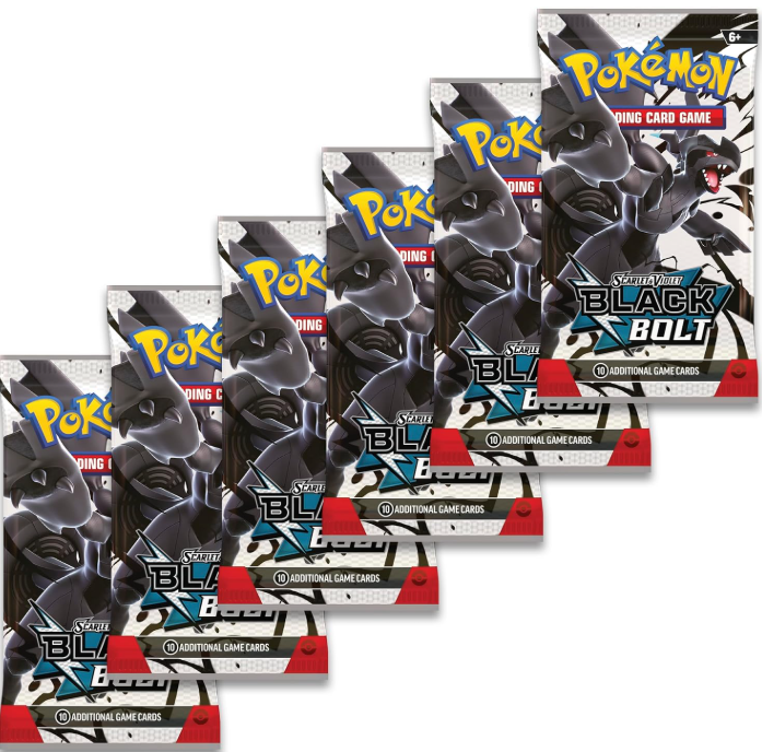 Original, master-case-fresh Black Bolt 6-pack booster bundles with intact factory seals to guarantee fair, unsearched pull odds at Collector Ace Mumbai India